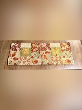 Source Unknown Red, Orange, Yellow, Green Patchwork Table Runner